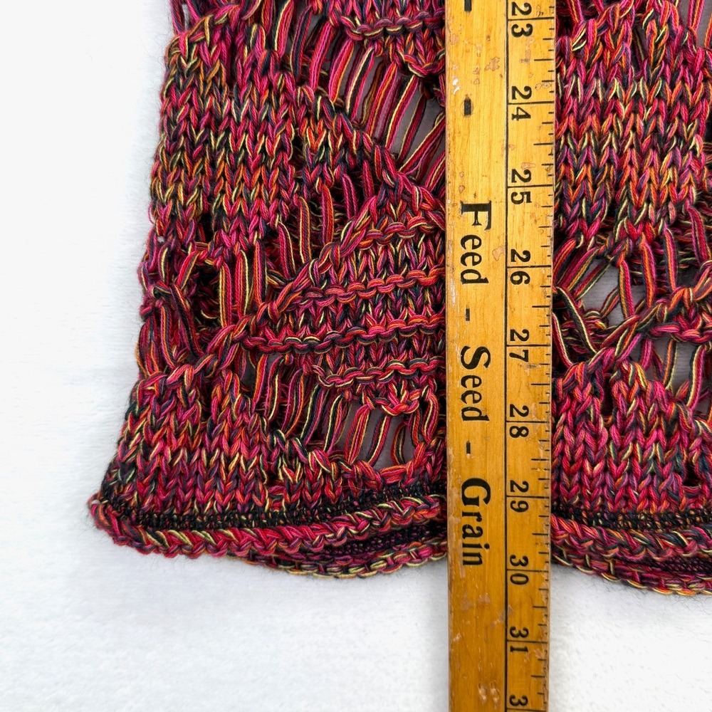 NEW BKE Womens Size Small Cold Shoulder Boho Crochet Knit Tunic Top Pink Orange - Picture 10 of 11